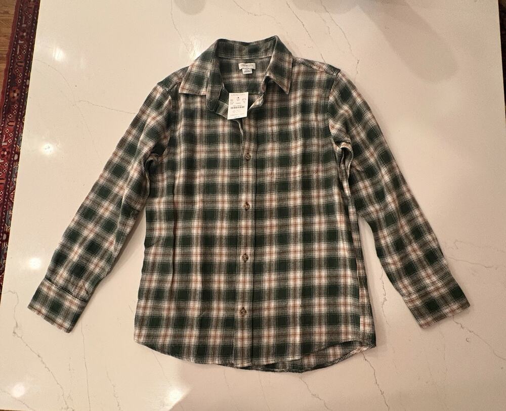 J.Crew Crew cuts Flannel Shirt Long sleeve Green Plaid NWT Boys Size 10 $70